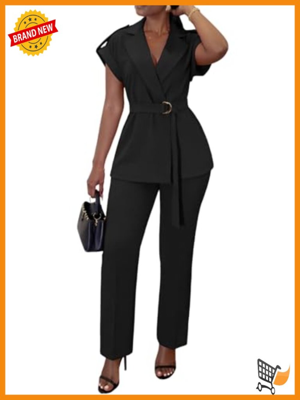 Women's 2 Piece Pantsuit Business Casual Blazer Vest and Pencil Pants Work Set